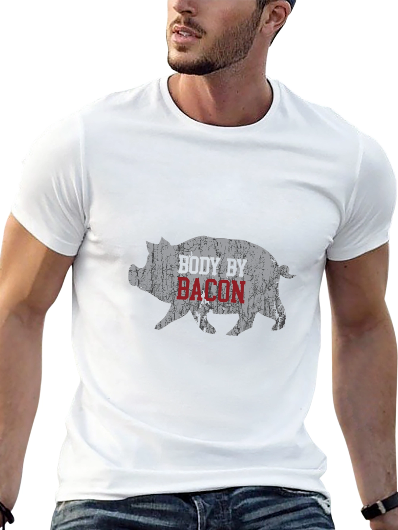 Body By Bacon Graphic Tee - Funny Pig T-Shirt