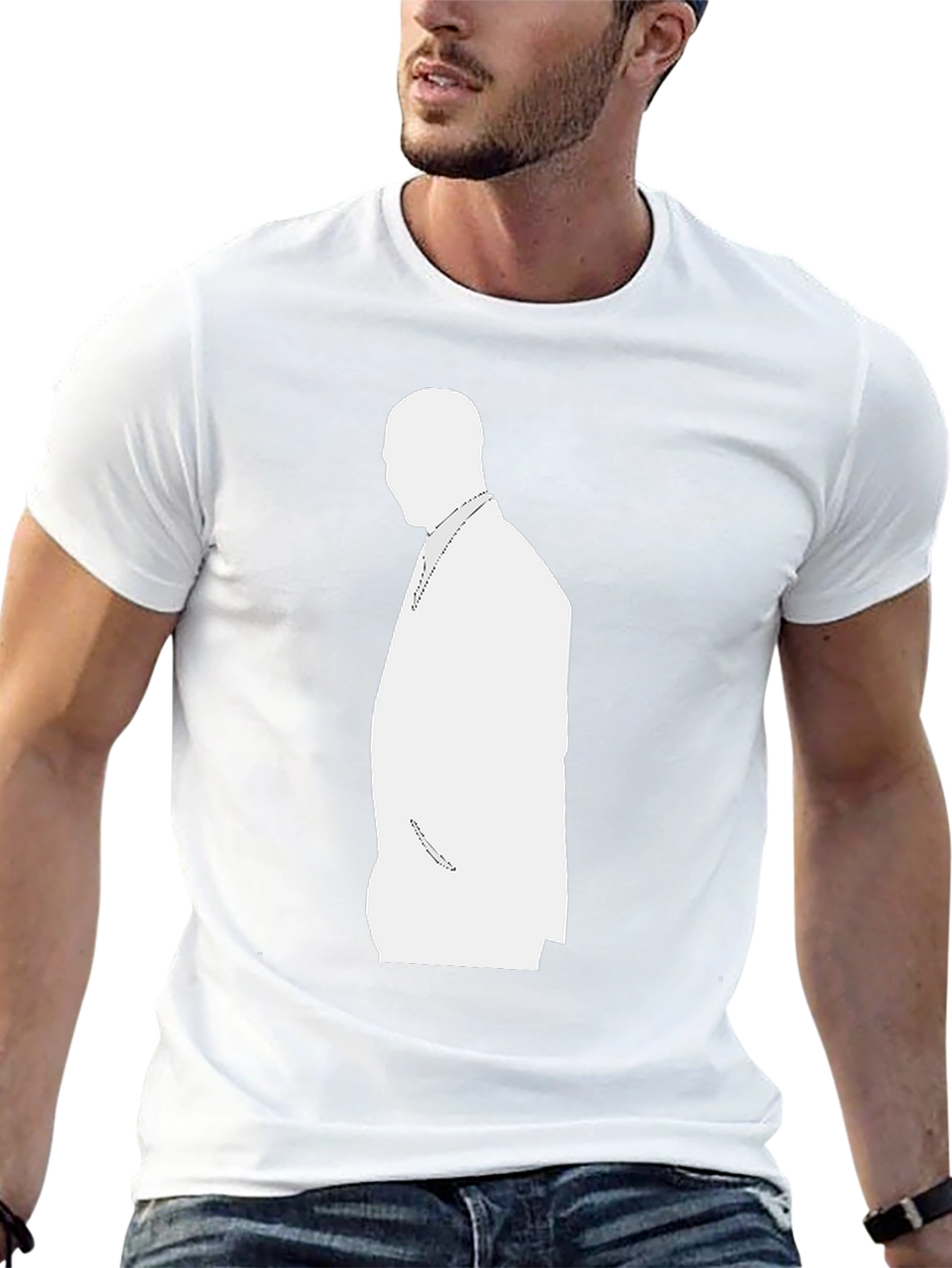 Mens Black T-Shirt with White Silhouette Design