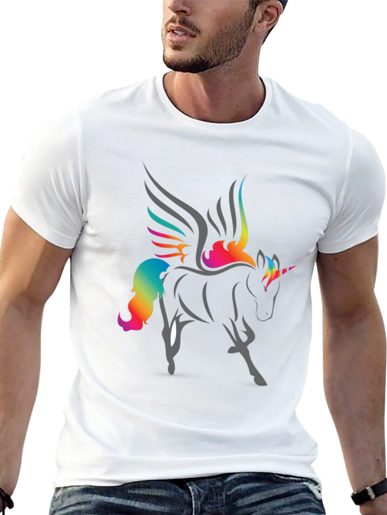 Rainbow Unicorn Graphic T-Shirt - Black