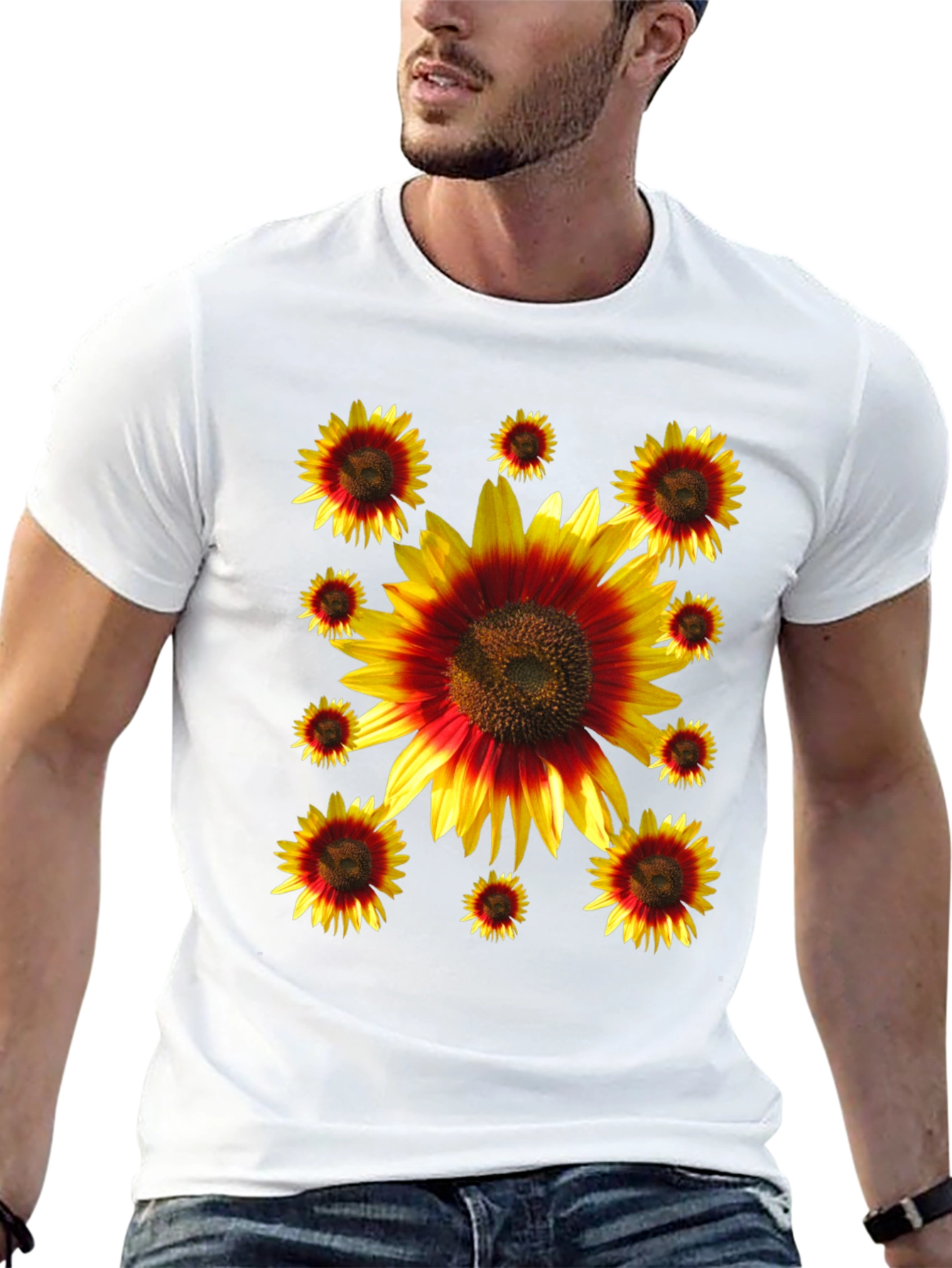 Sunflower Graphic Print Black Tee