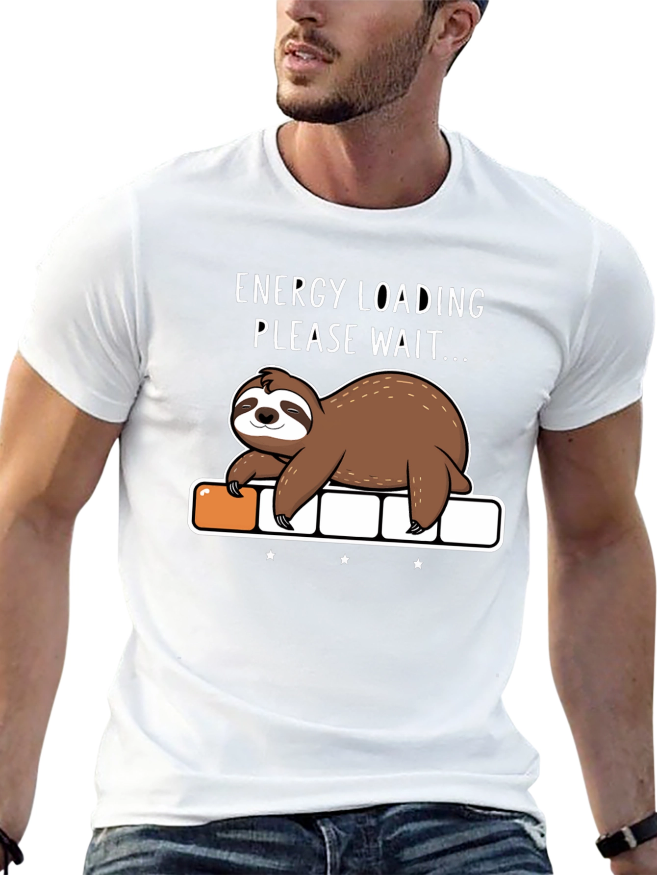 Energy Loading Sloth Graphic T-Shirt