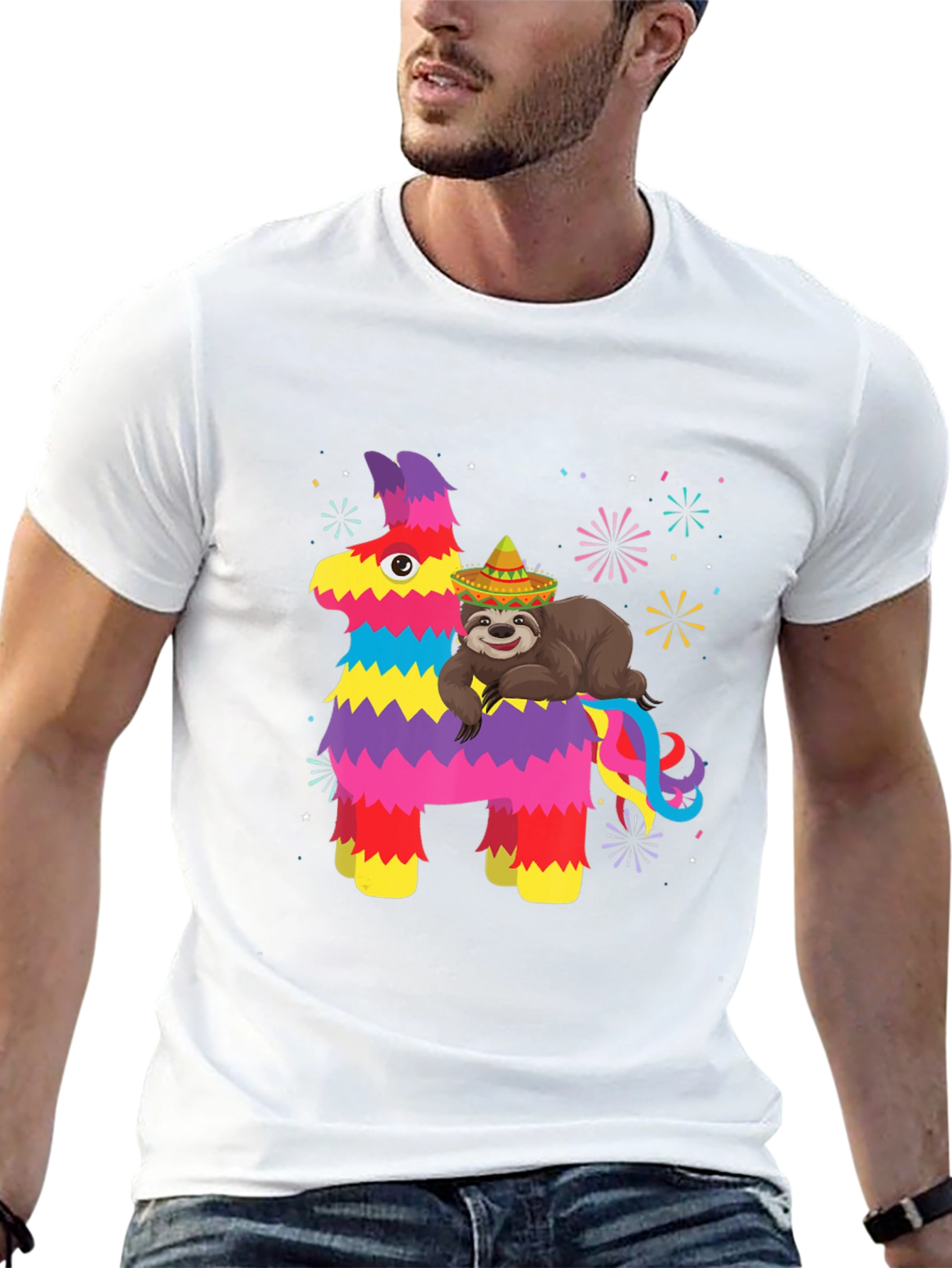 Fiesta Fun T-Shirt: Sloth on Pinata