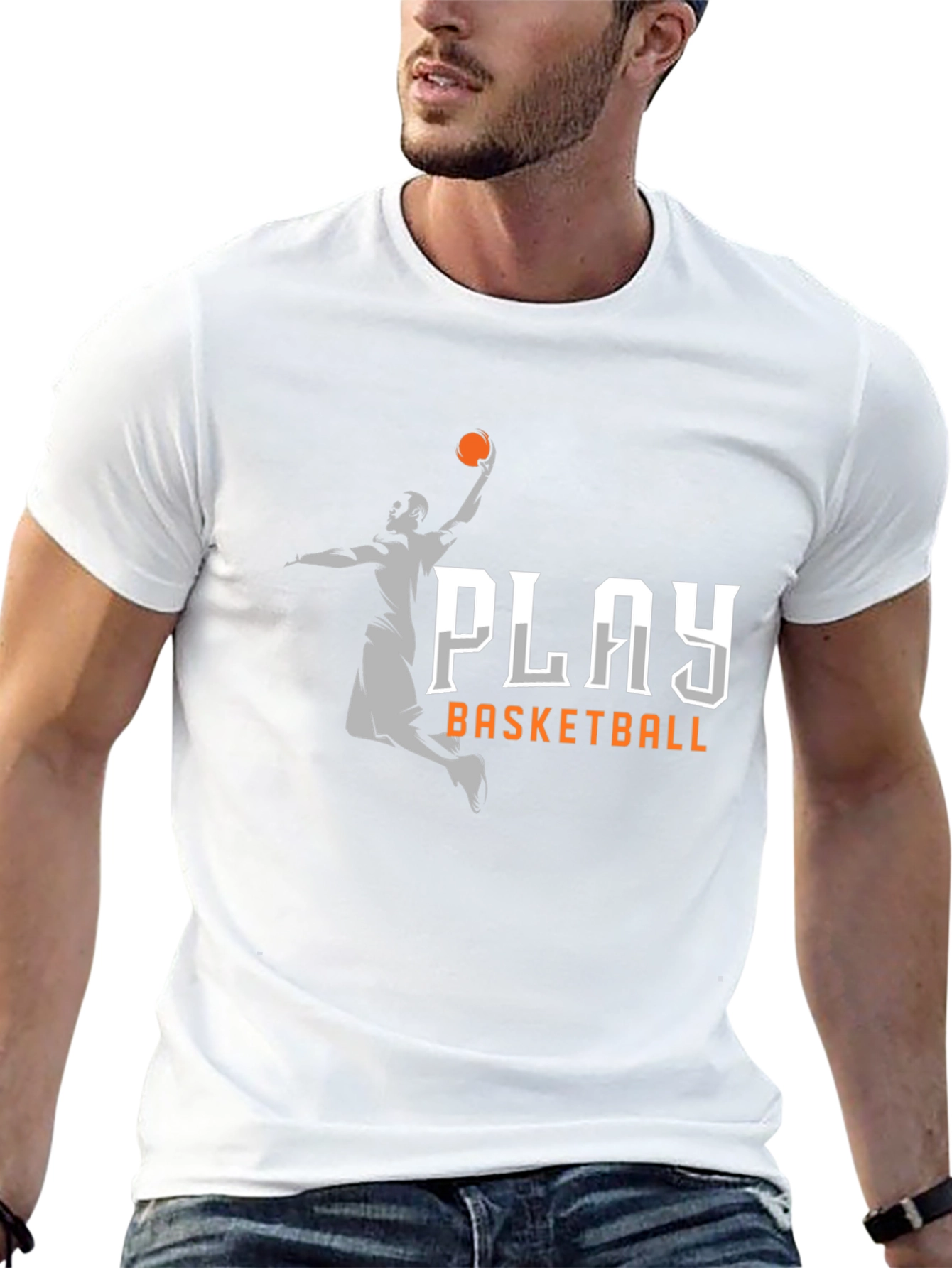 Play Basketball Graphic Tee - Black Cotton T-Shirt