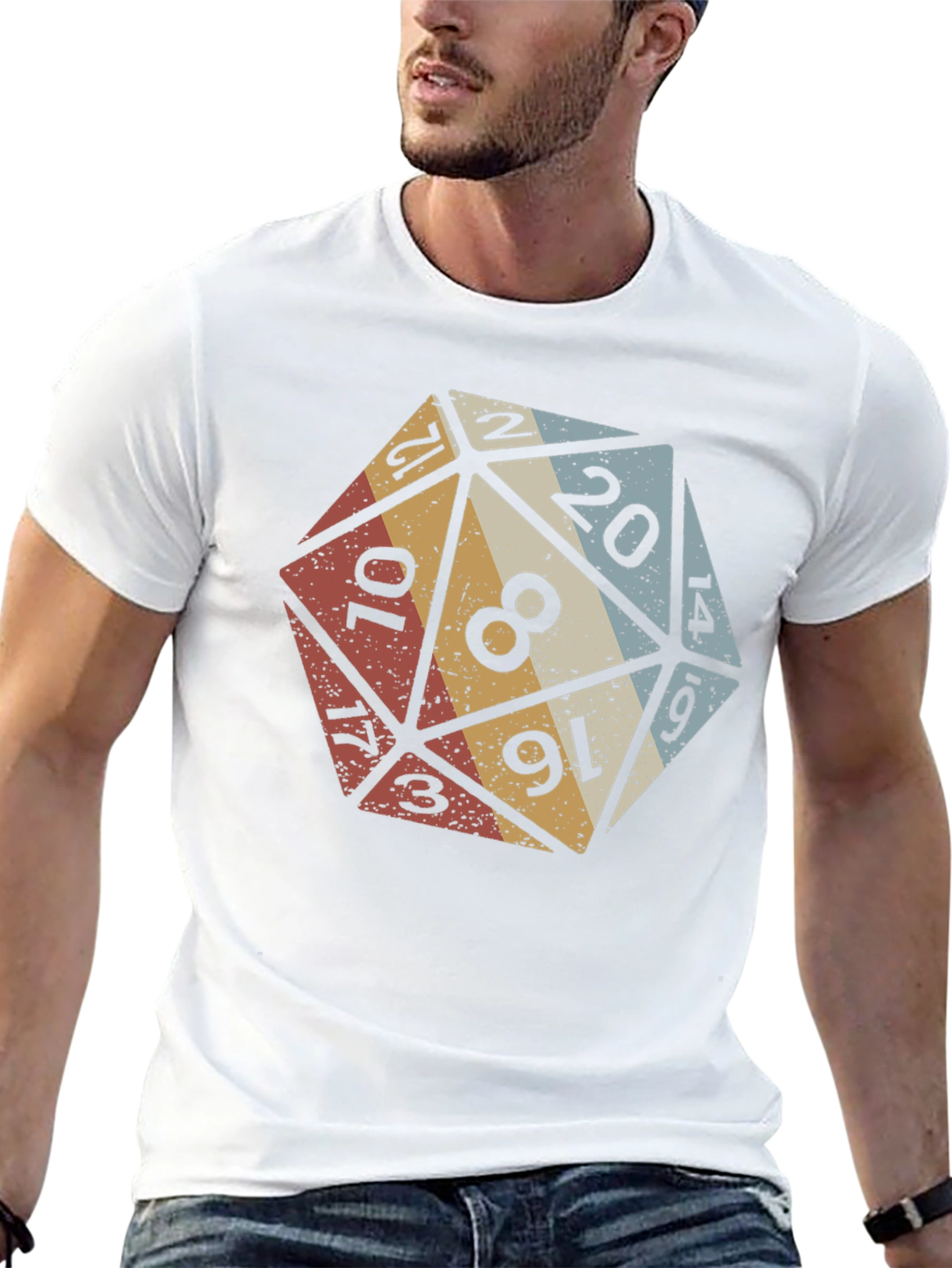D20 Dice Graphic T-Shirt - Retro Tabletop Gaming Tee