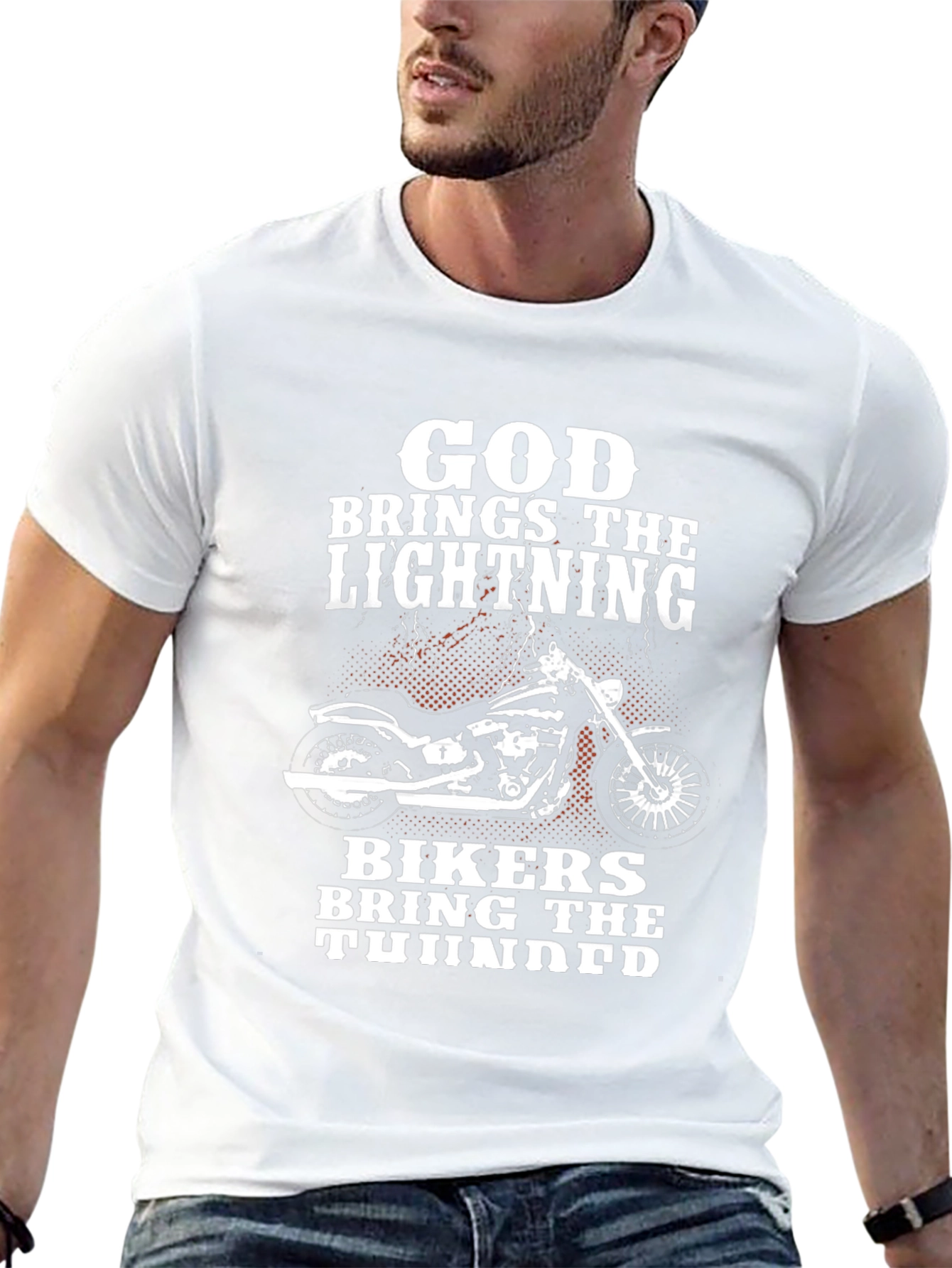 God Brings The Lightning Biker T-Shirt