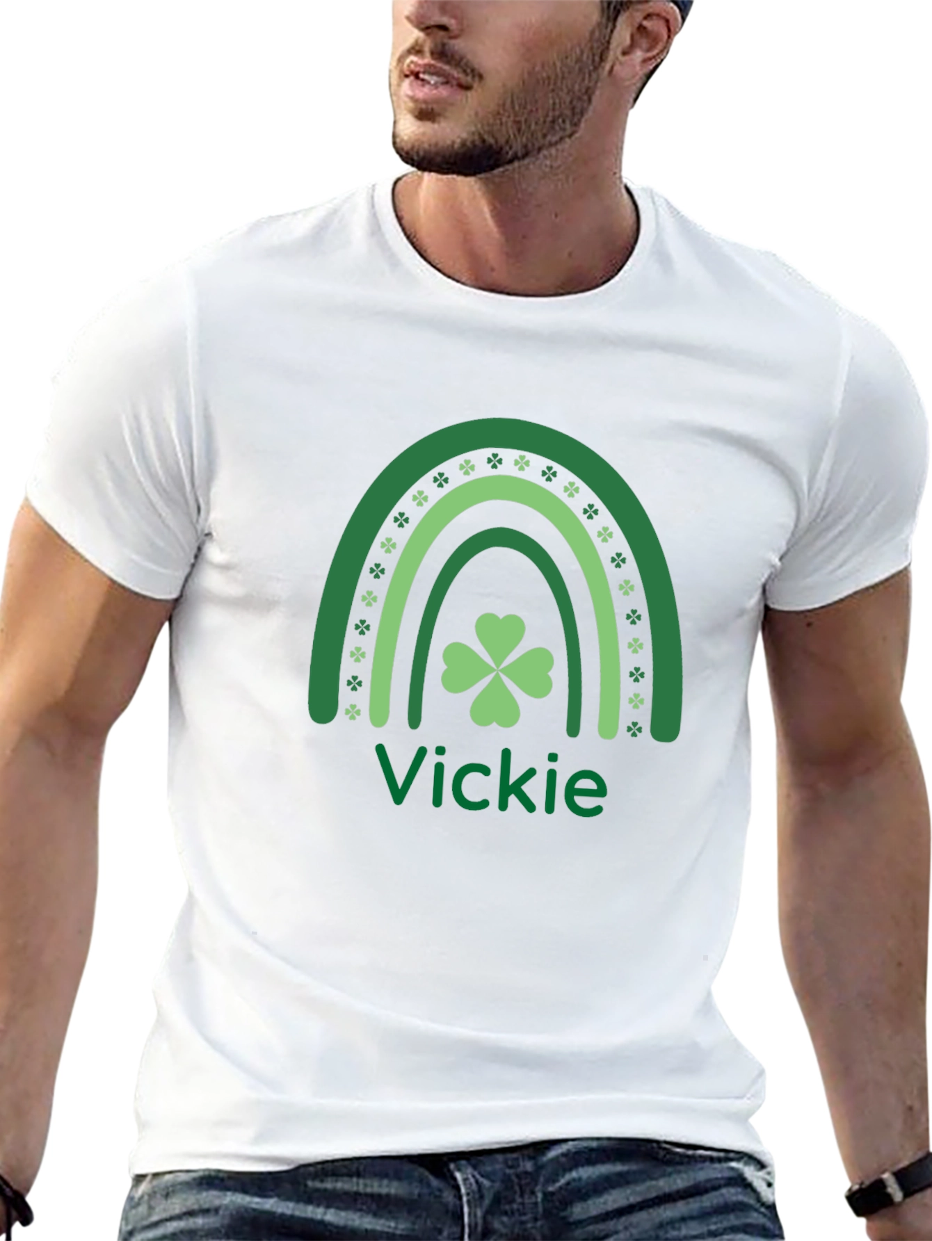 Vickies St. Patricks Day Rainbow Shamrock T-Shirt
