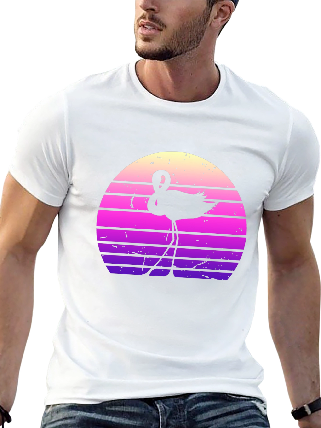Retro Flamingo Sunset Graphic Tee