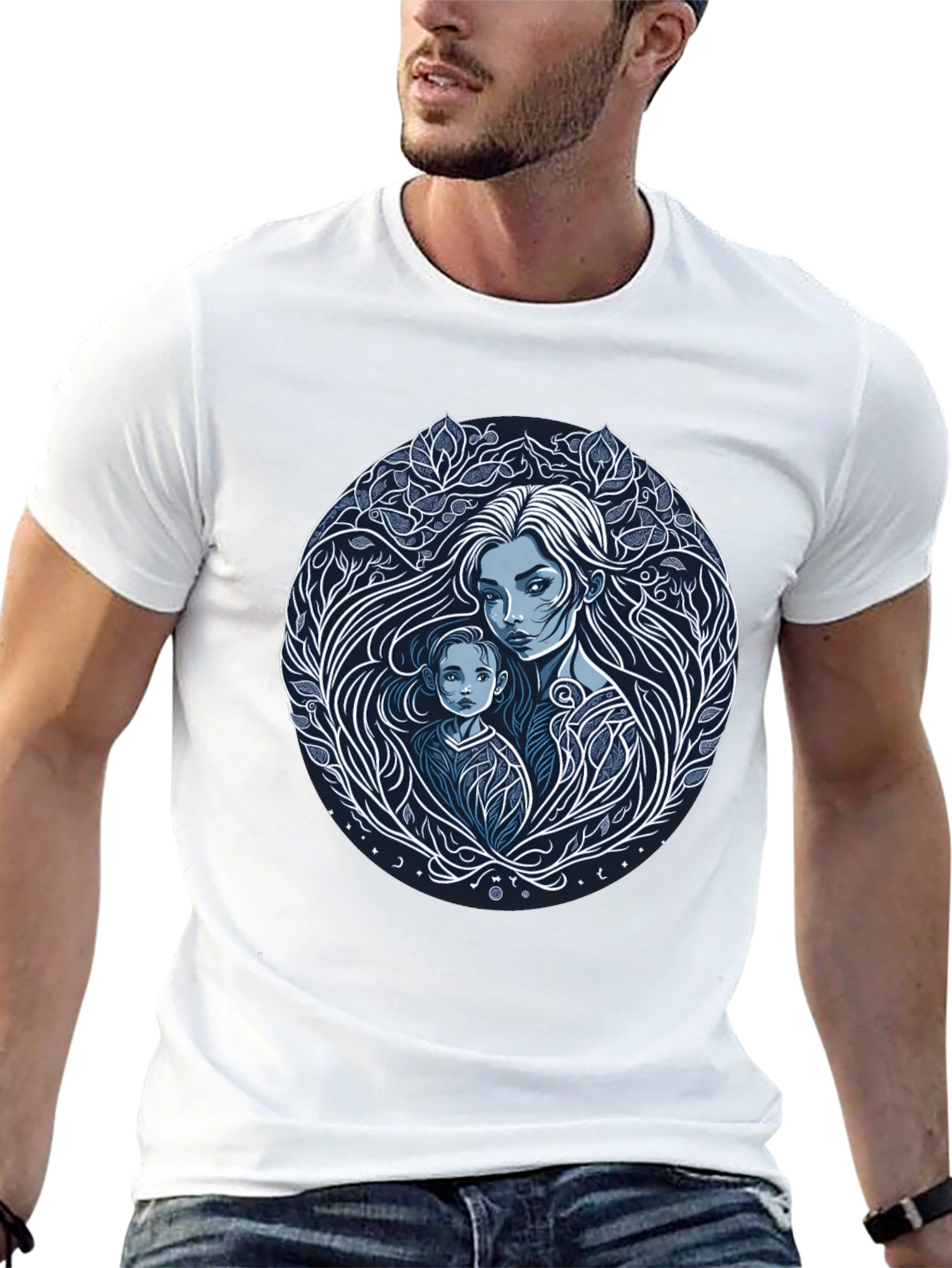Mother and Child Graphic Tee - Black