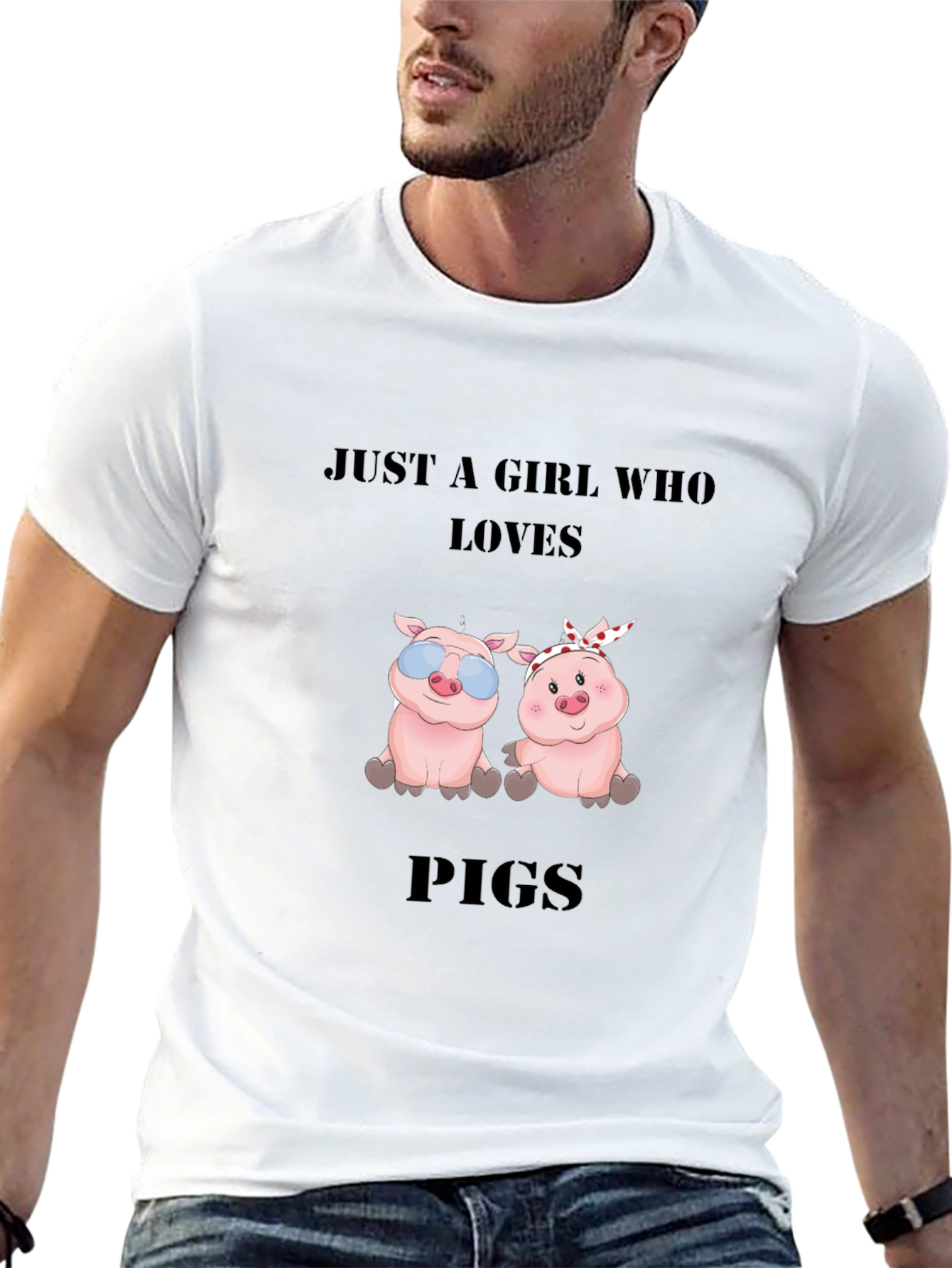 Just a Girl Who Loves Pigs Black T-Shirt