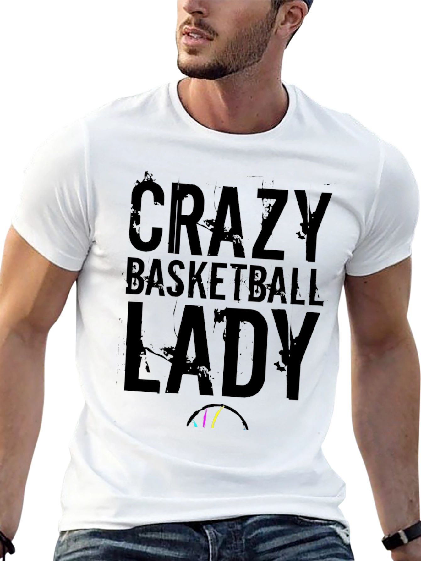 Crazy Basketball Lady Black T-Shirt