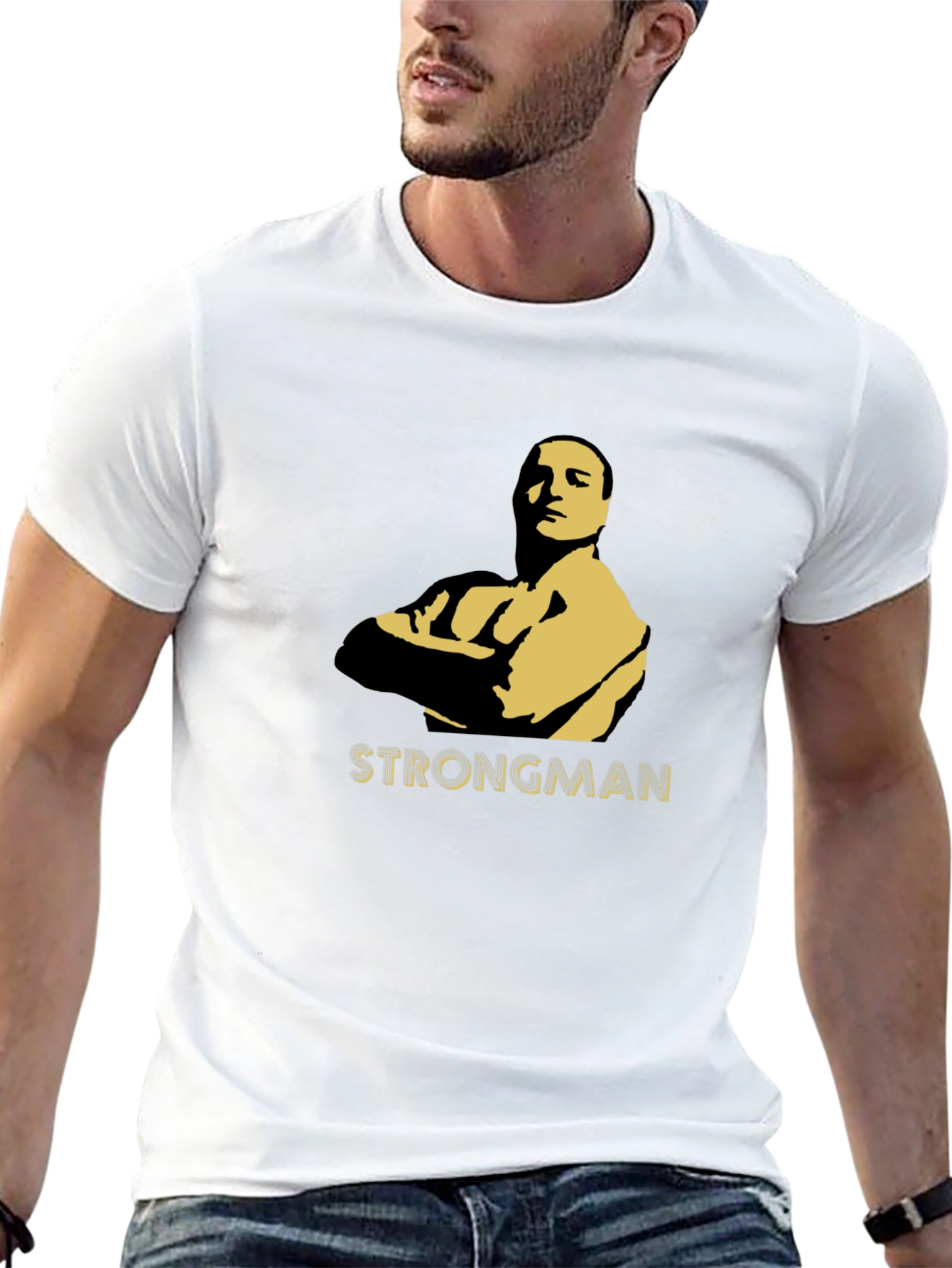 Strongman Graphic Tee - Bold Silhouette Design