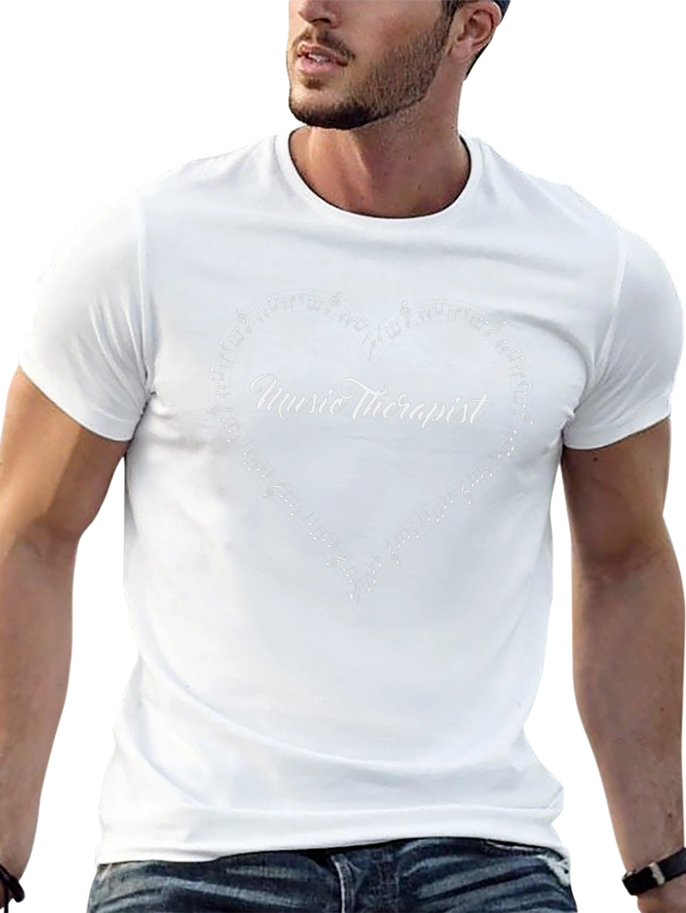 Music Therapist Heart Notes Black T-Shirt