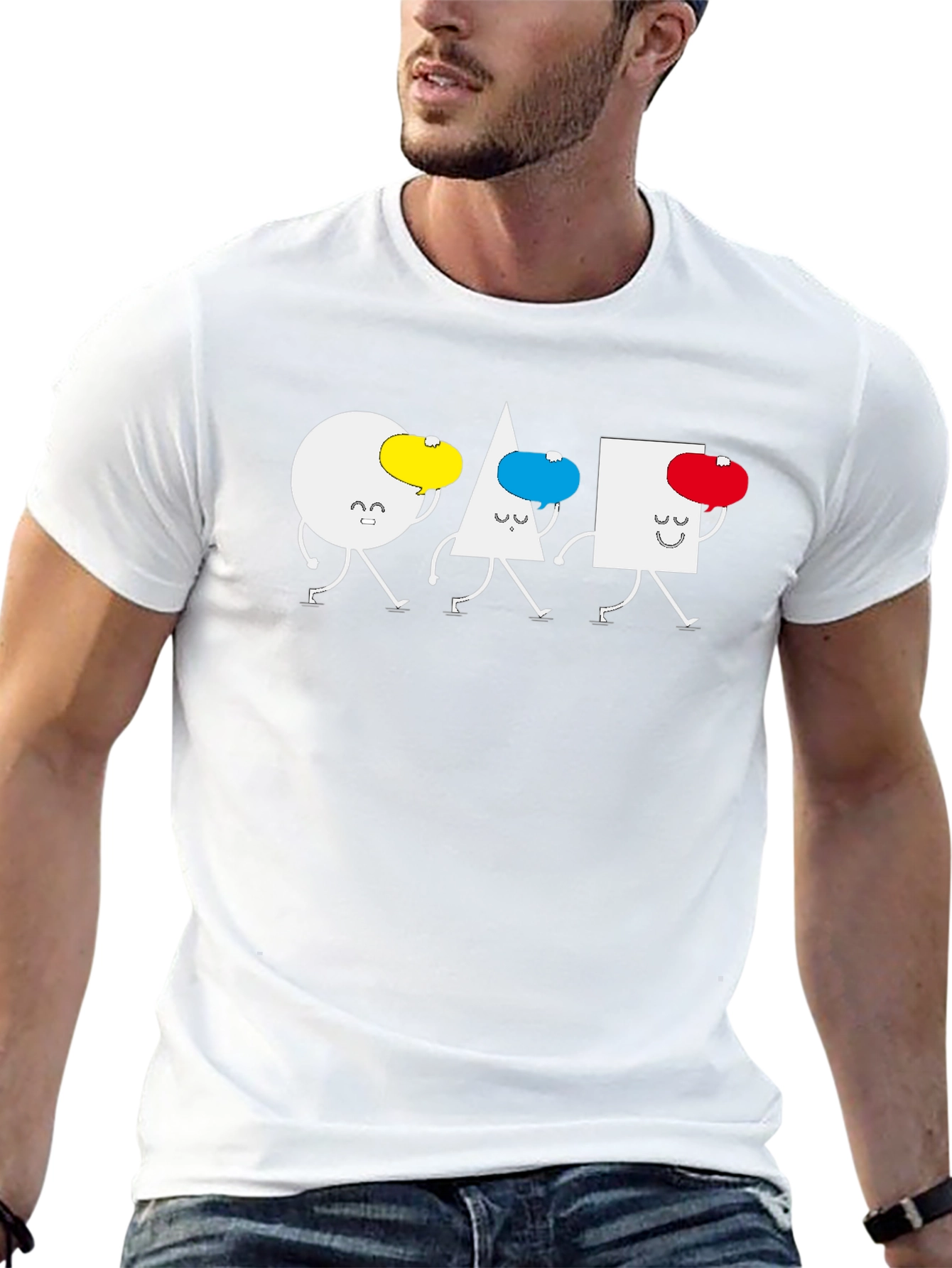 Geometric Shapes Walking T-Shirt - Black