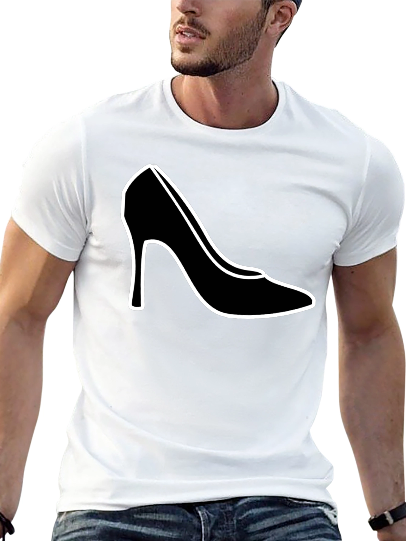 High Heel Shoe Graphic T-Shirt - Trendy Black Tee