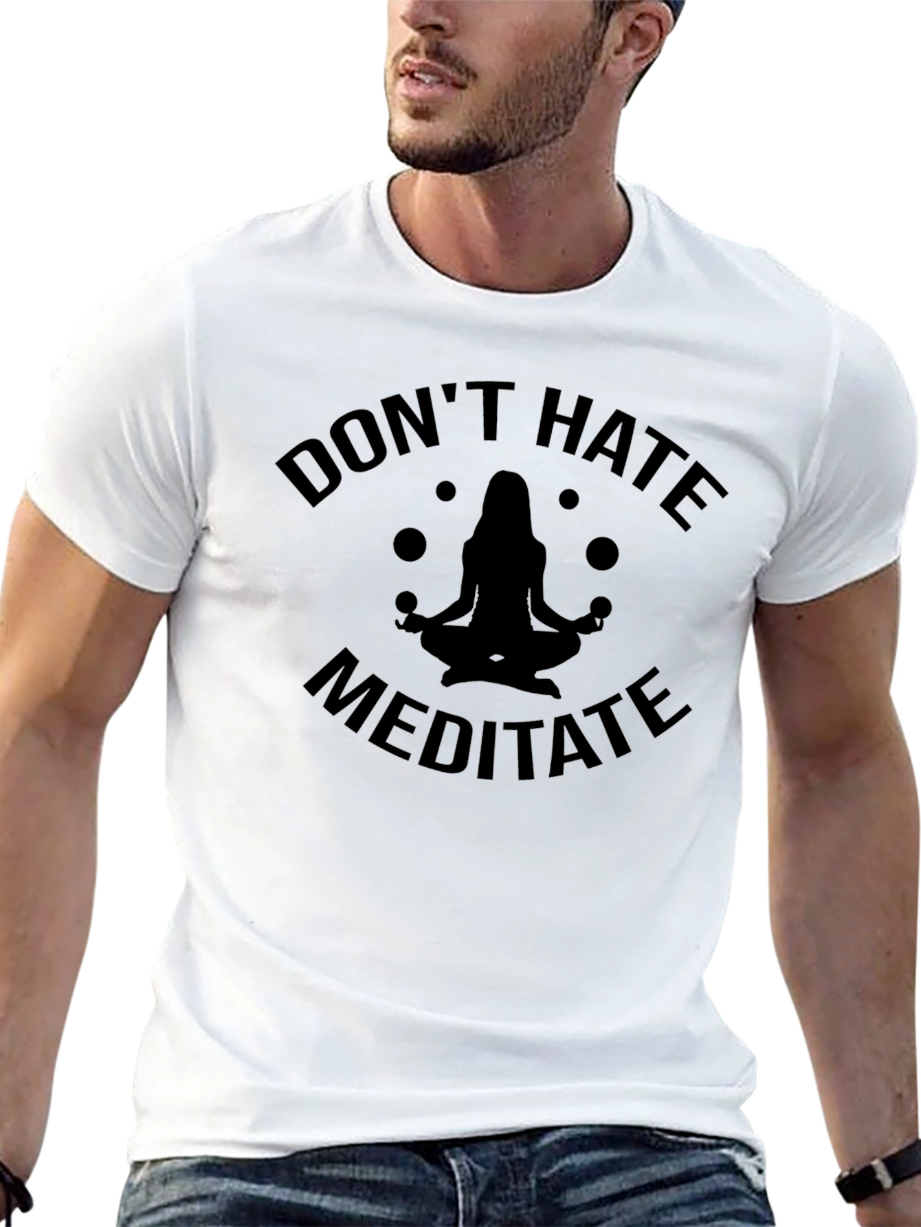 Dont Hate Meditate Black T-Shirt Yoga Zen Spiritual