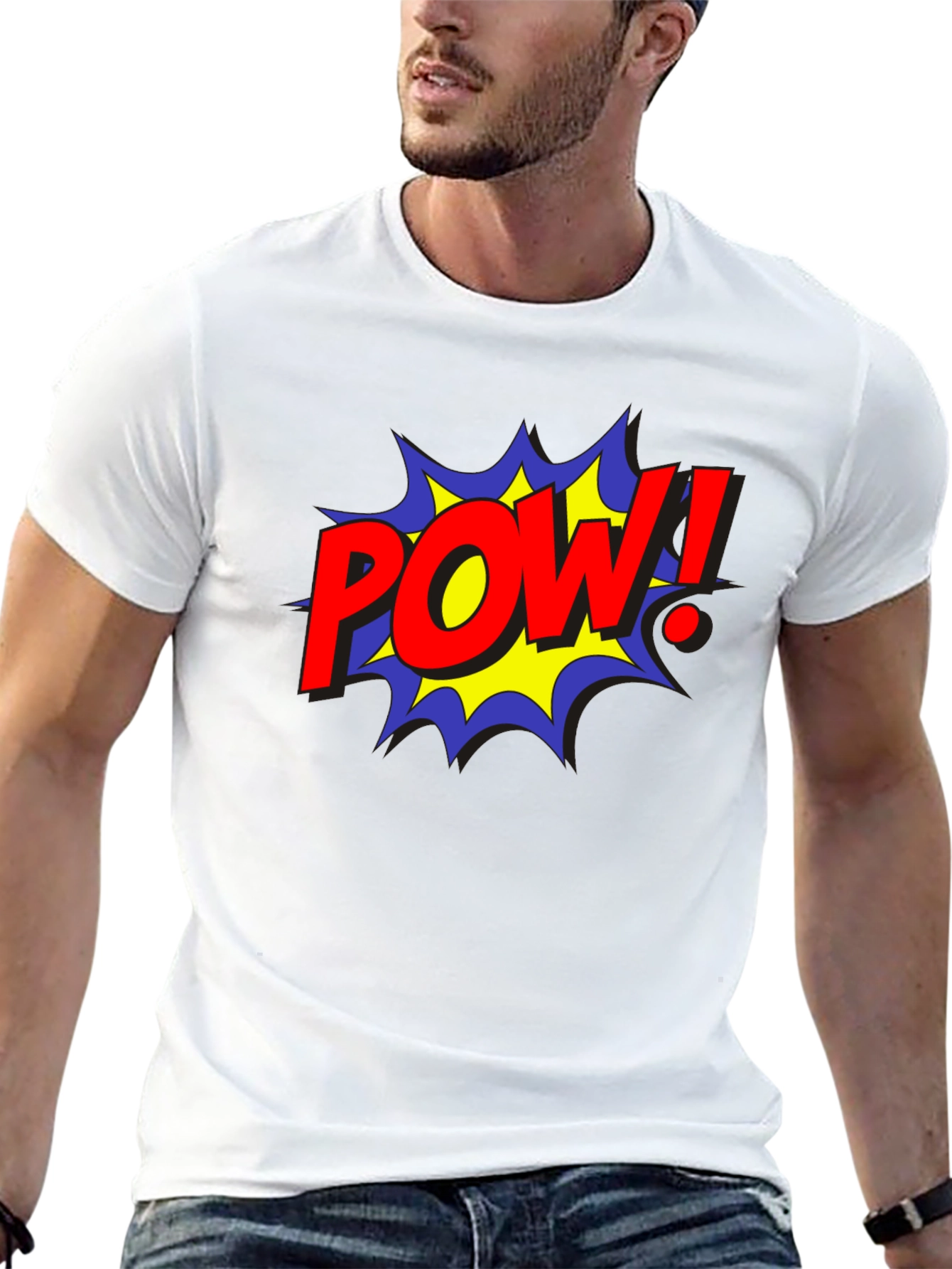 POW! Comic Style Black Cotton Graphic Tee