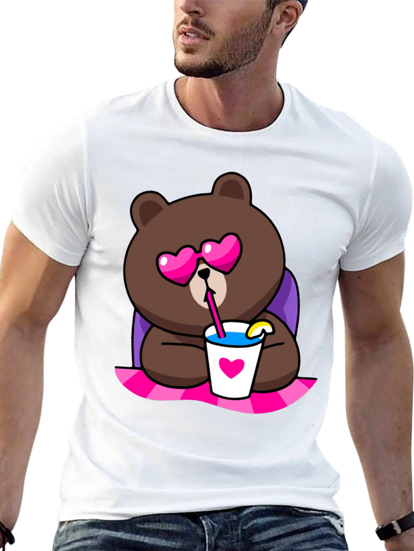 Cute Cartoon Bear T-Shirt - Graphic Print Tee