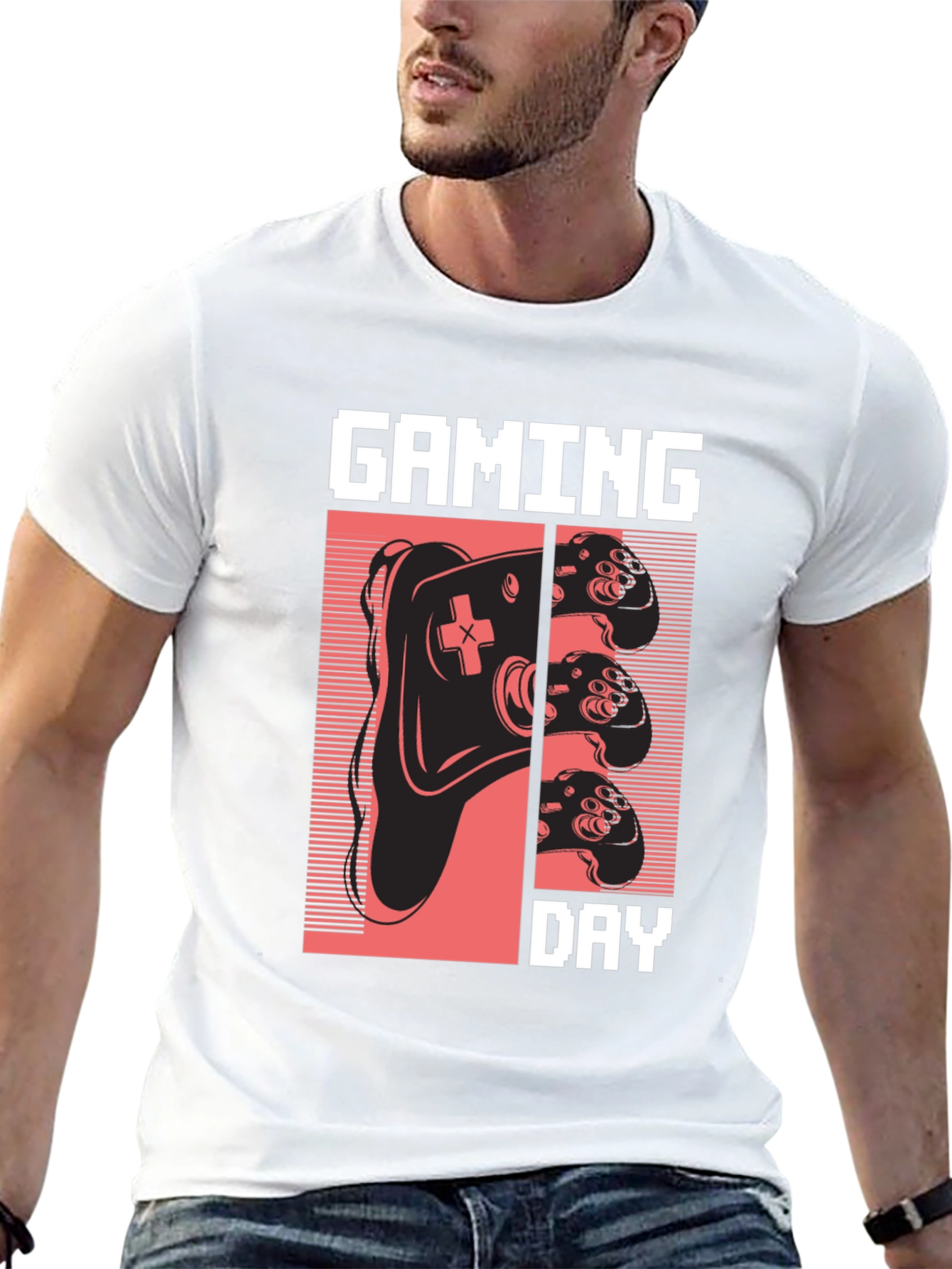 Gaming Day Pixel Art Black T-Shirt