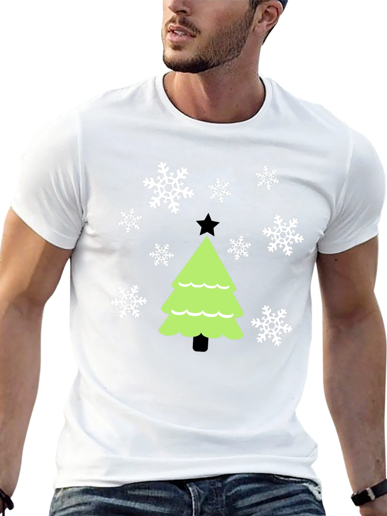Festive Christmas Tree Snowflake Graphic Tee