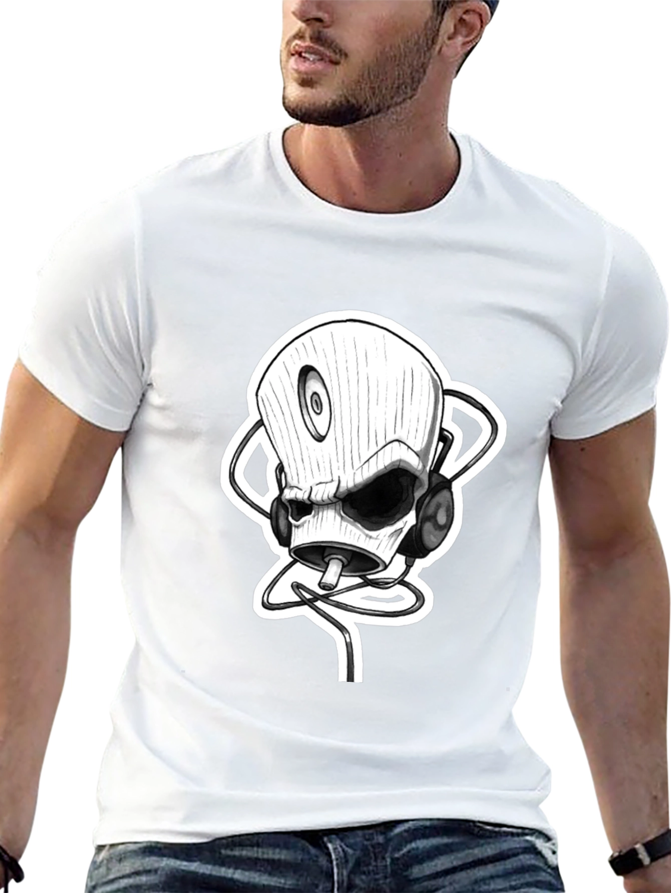 Skull DJ Black T-Shirt - Unique Graphic Tee