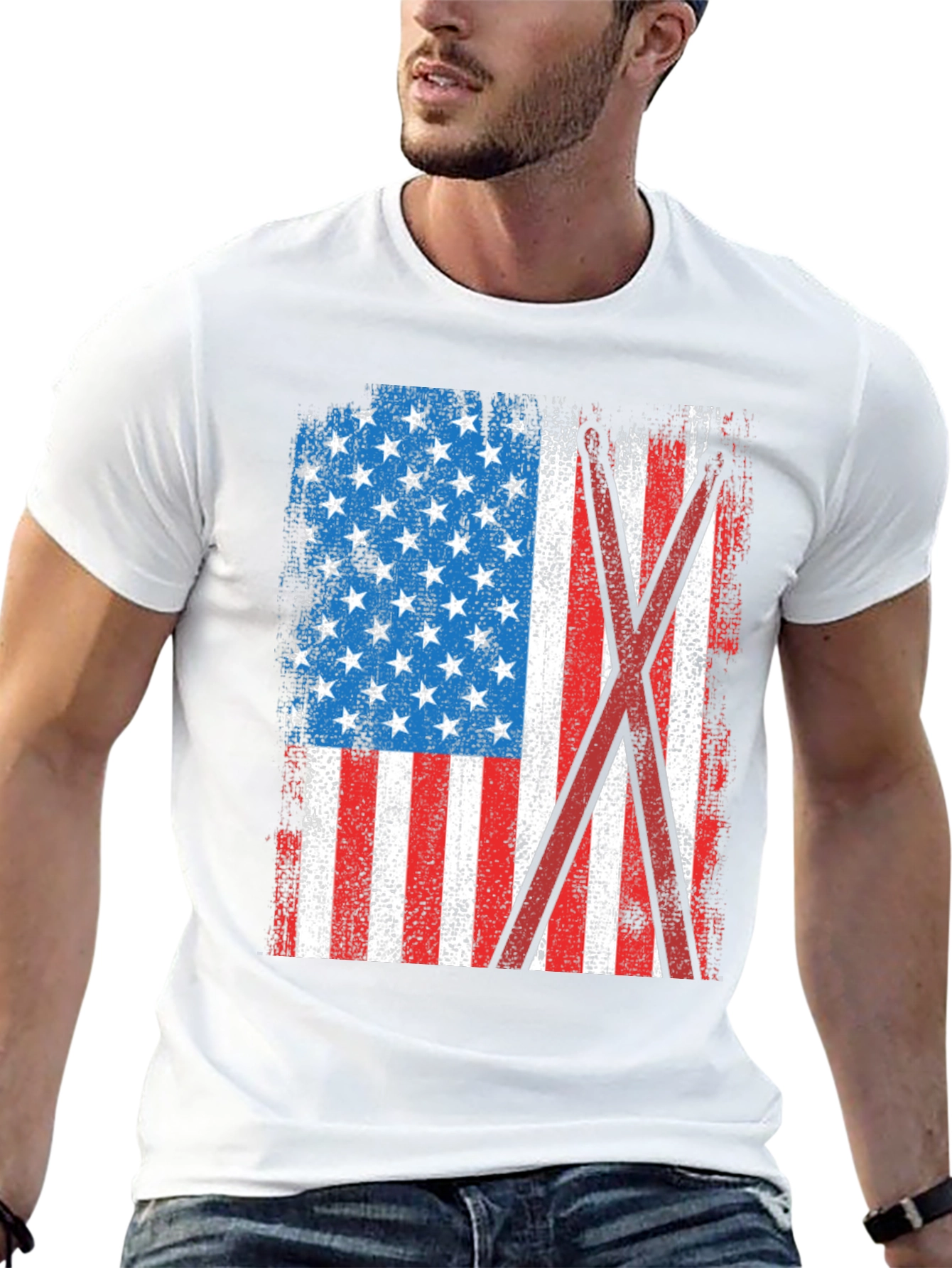 Distressed American Flag Drummer T-Shirt