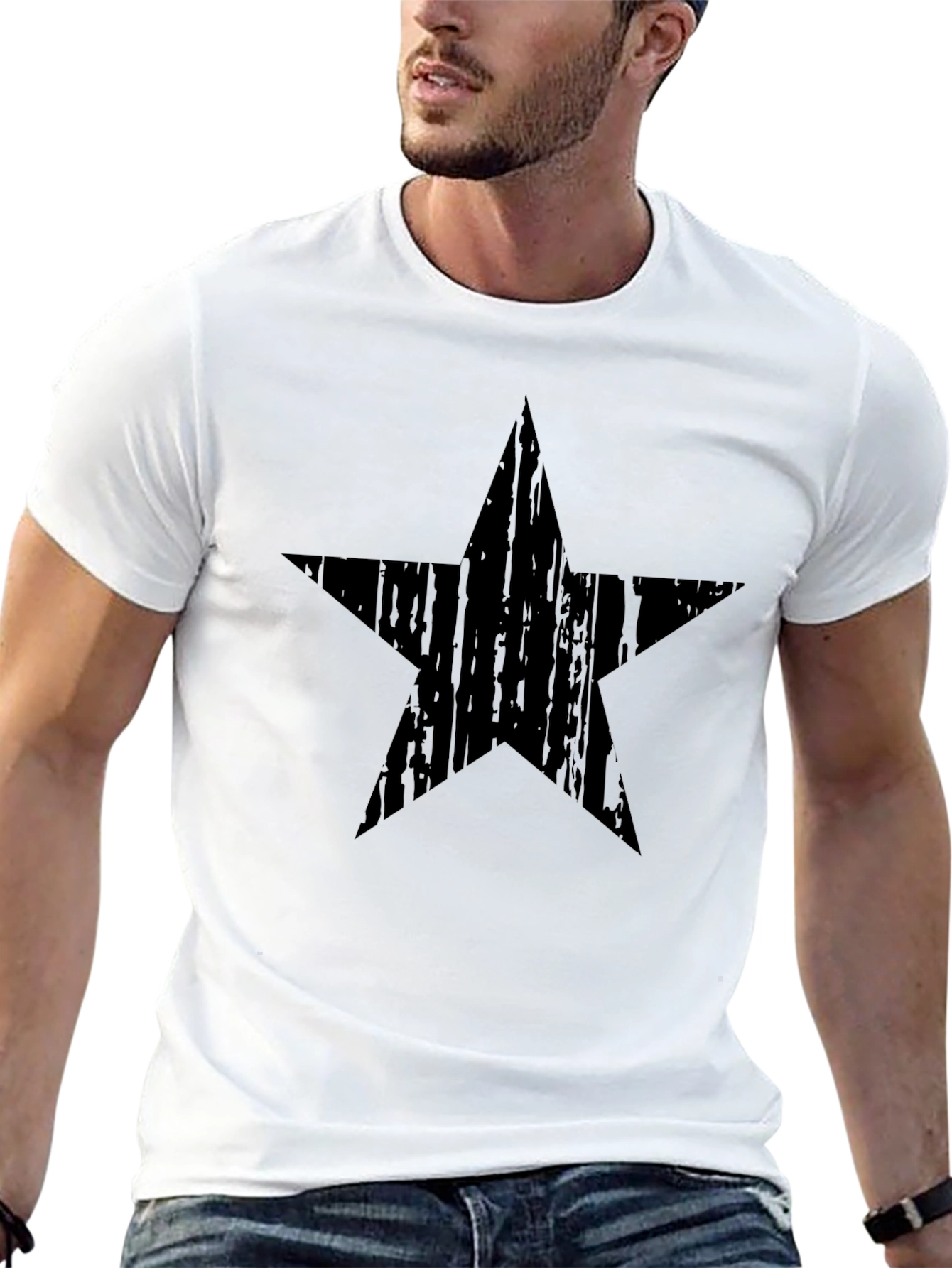 Mens Black Star Graphic Tee