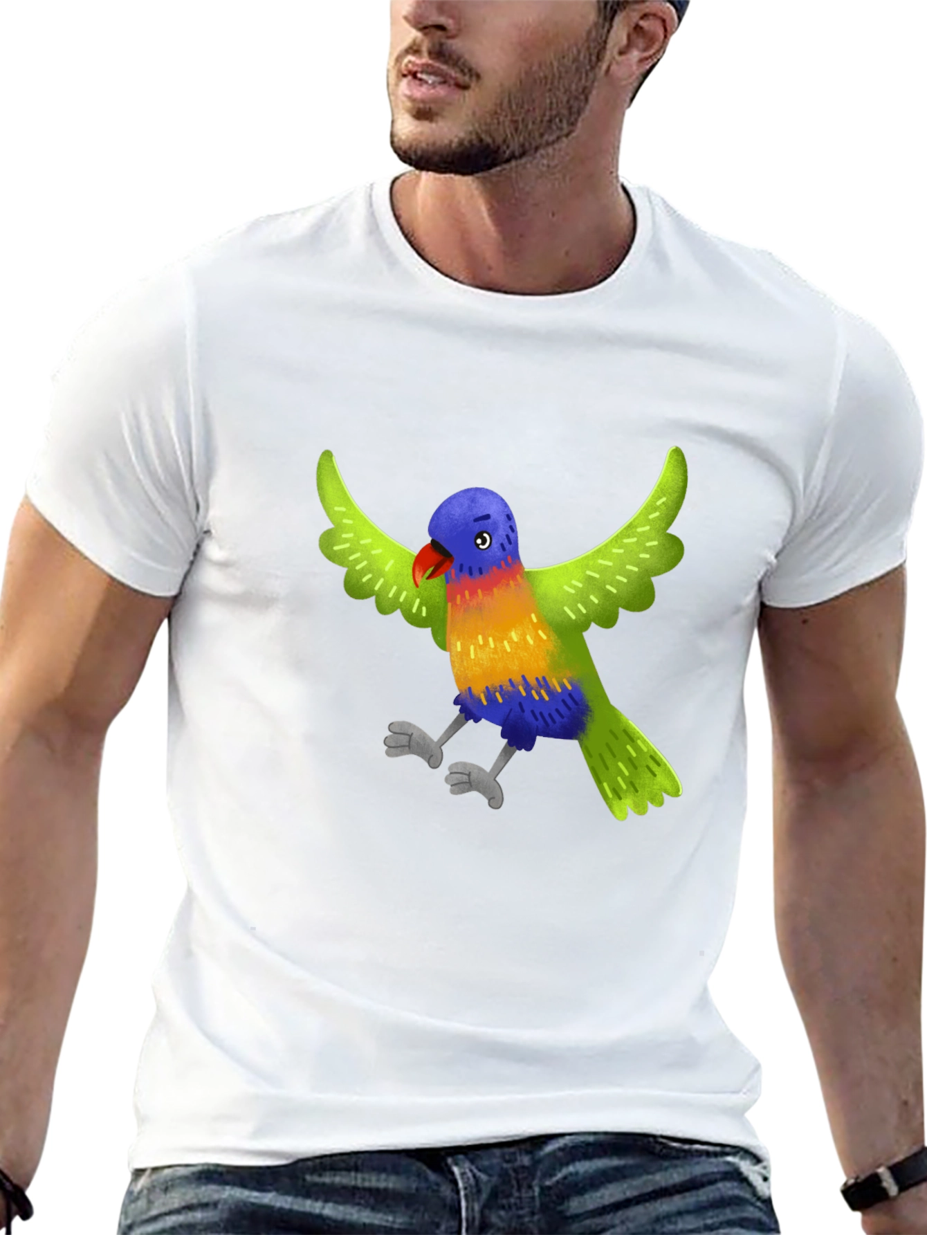 Colorful Parrot Graphic T-Shirt