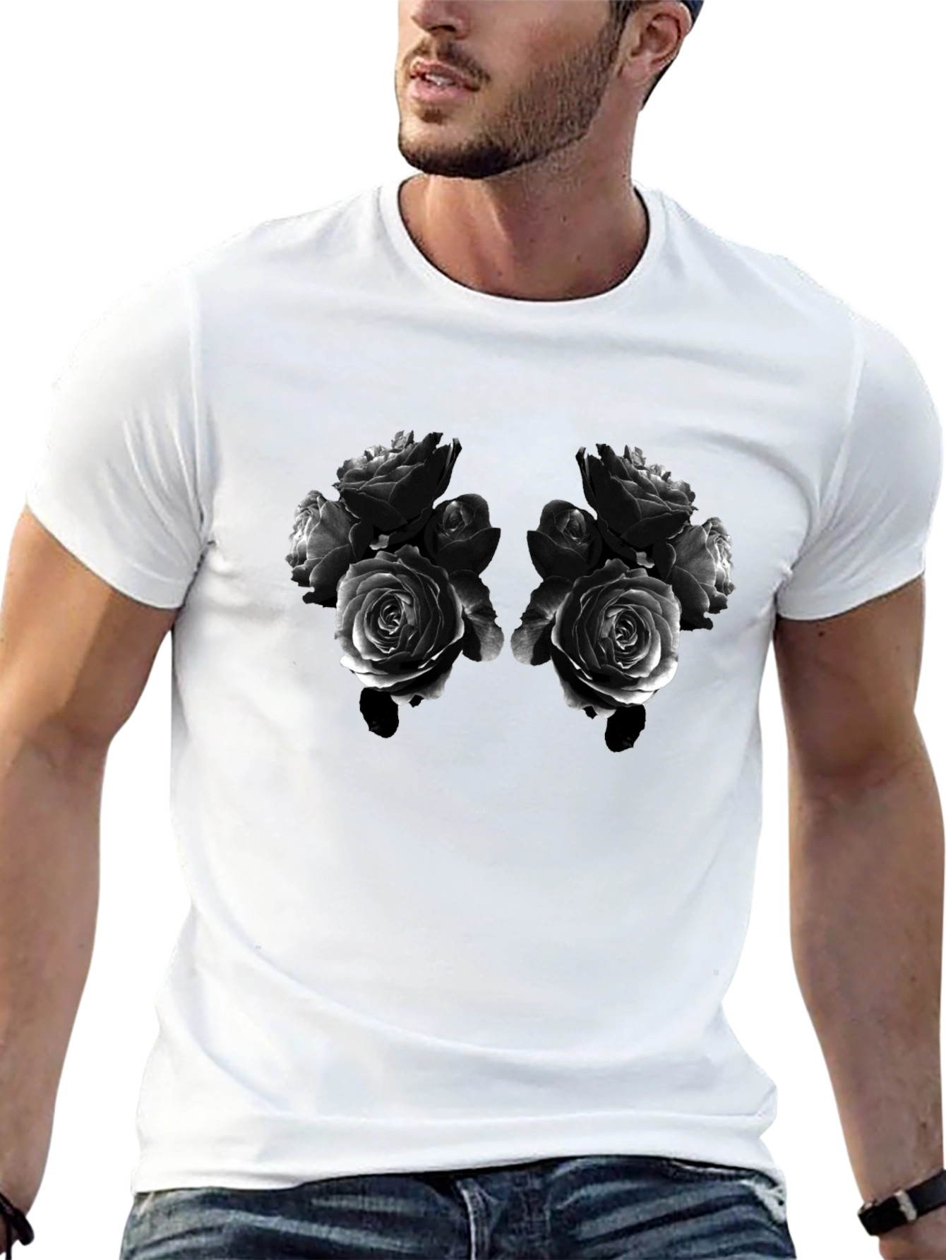 Rose Bouquet Graphic Tee - Black