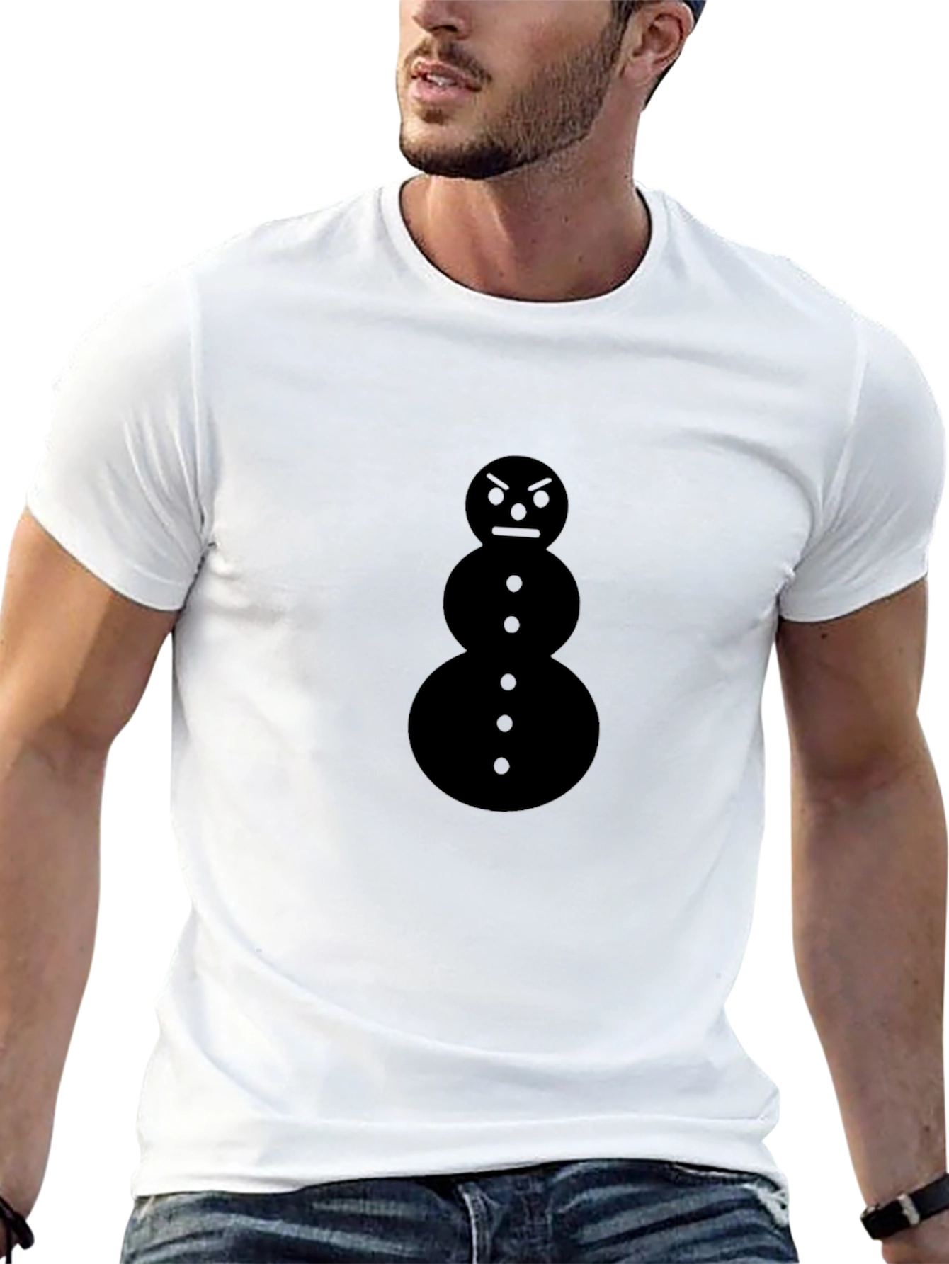 Grumpy Snowman Black T-Shirt - Mens Graphic Tee