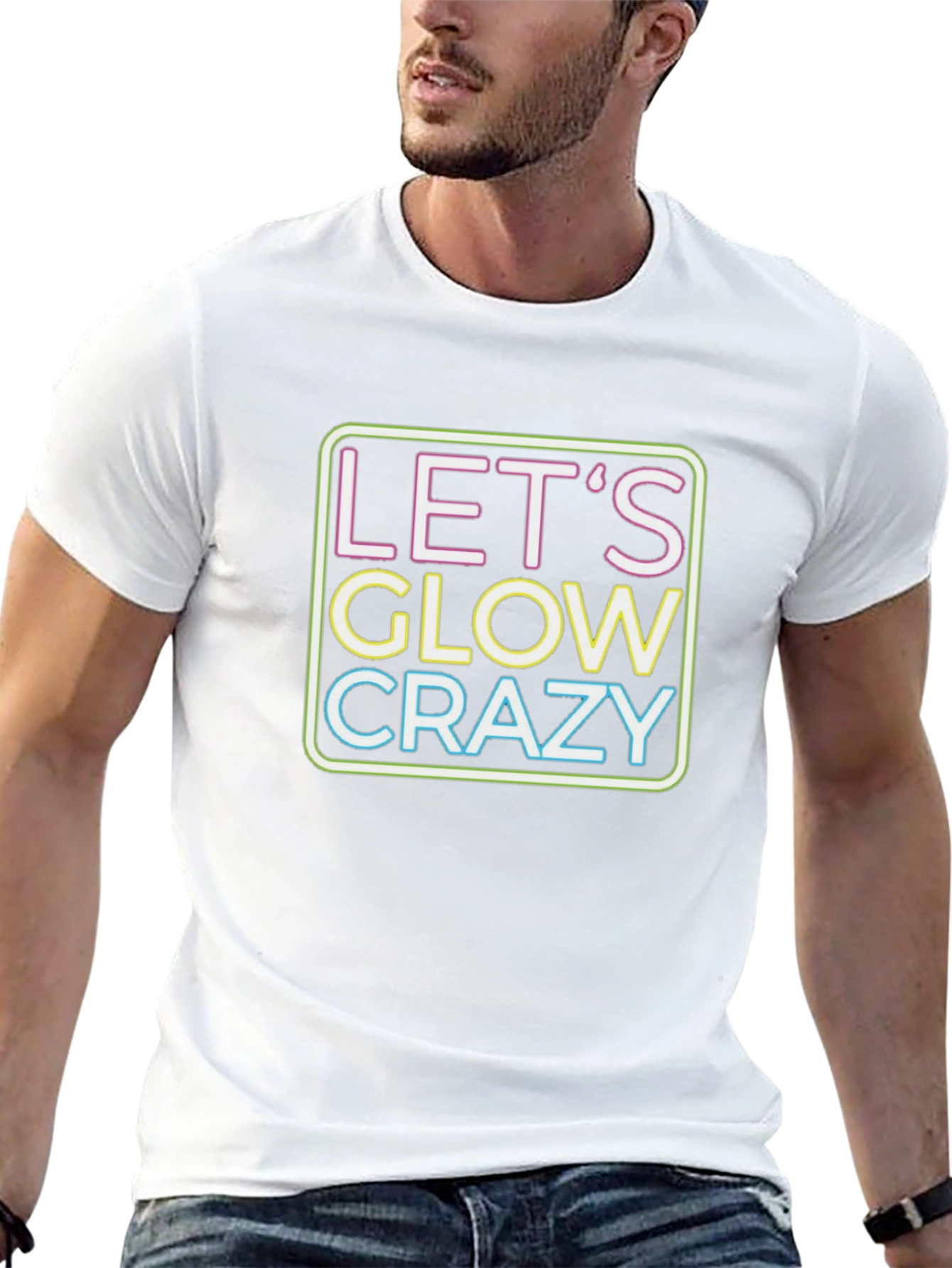 Lets Glow Crazy Neon Graphic T-Shirt
