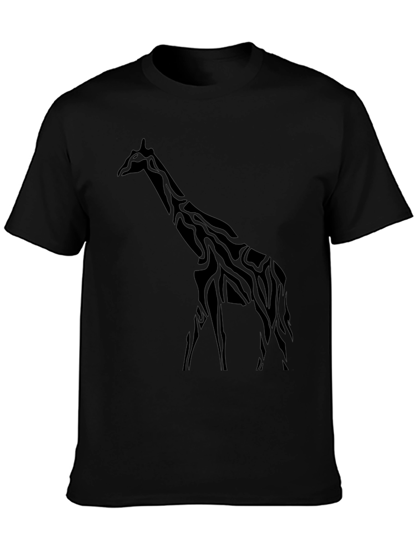 Giraffe Silhouette Mens Black T-Shirt