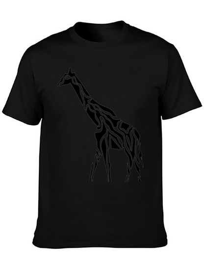 Giraffe Silhouette Mens Black T-Shirt