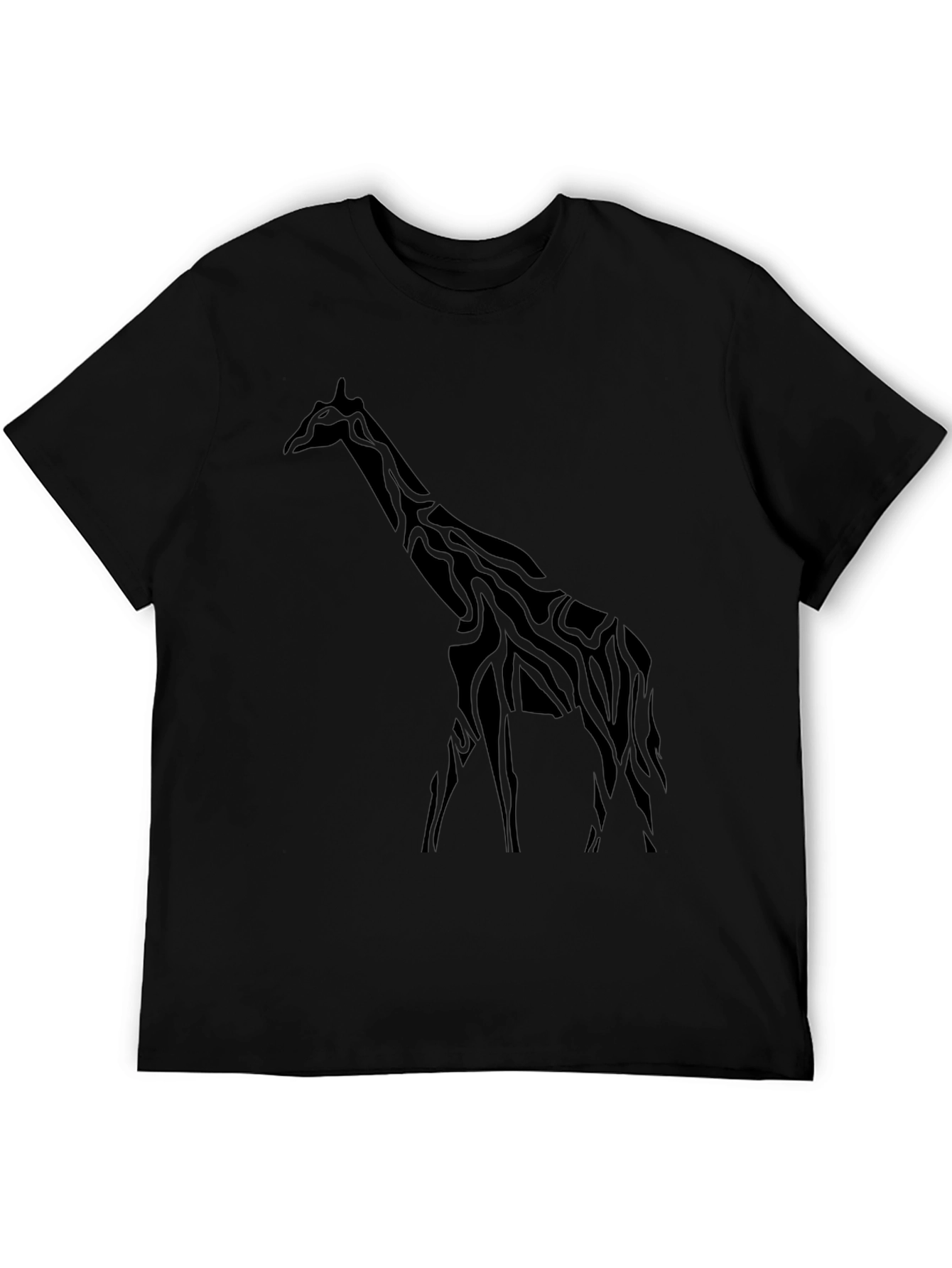 Giraffe Silhouette Mens Black T-Shirt