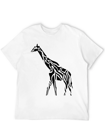 Giraffe Silhouette Mens Black T-Shirt