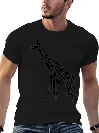 Giraffe Silhouette Mens Black T-Shirt
