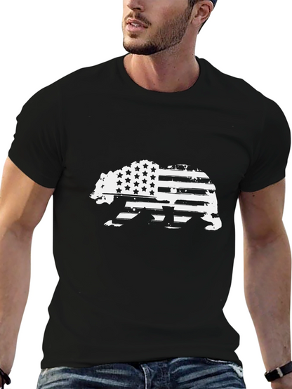 American Flag Bear Graphic T-Shirt