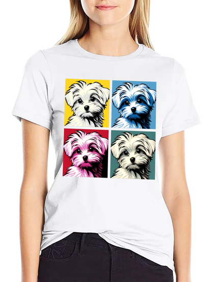 Pop Art Maltese Dog Graphic Tee