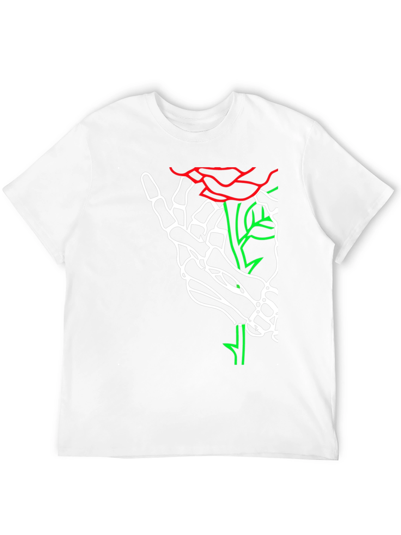 Skeleton Hand Rose Graphic Tee - Bold Black T-Shirt