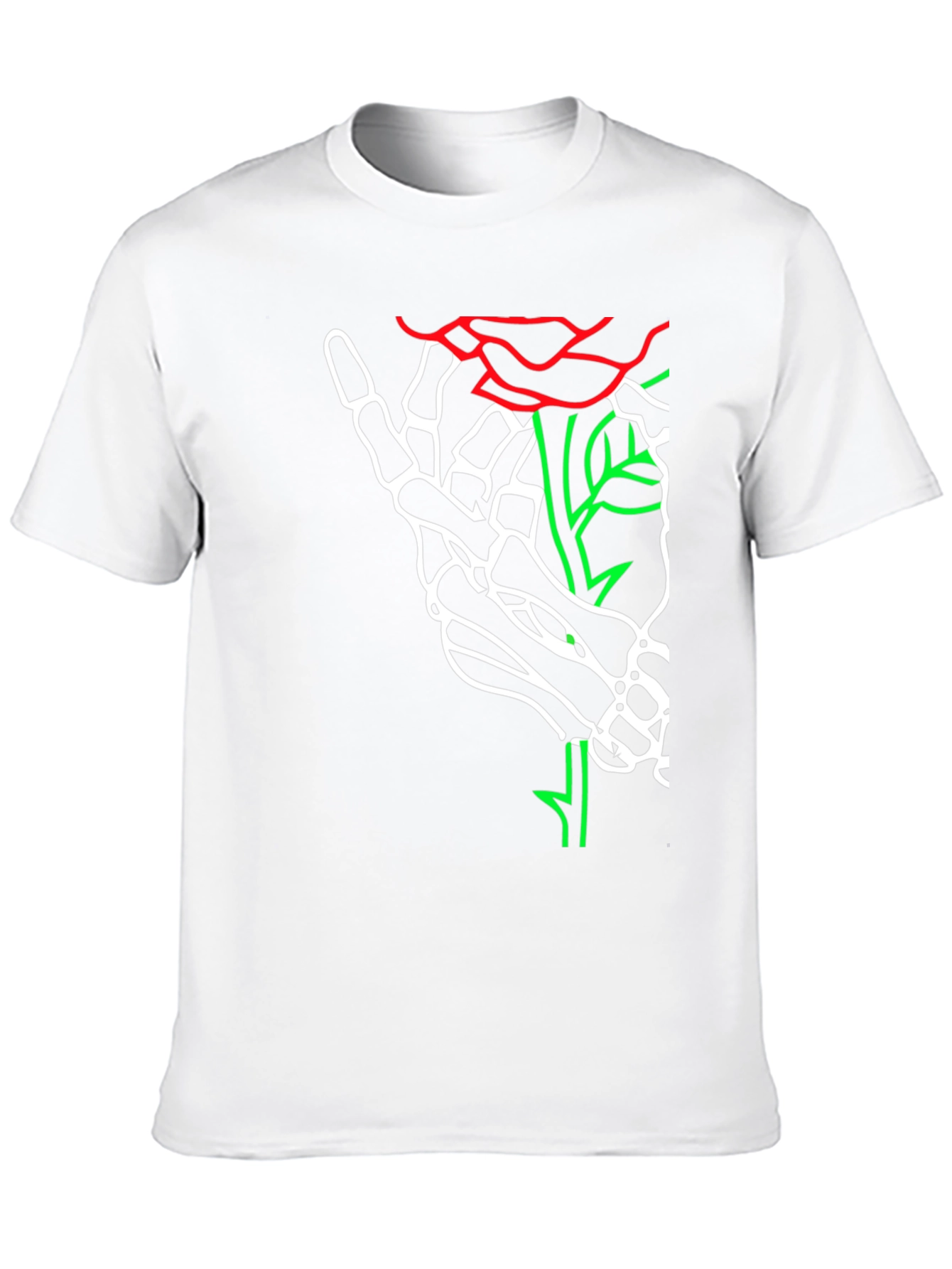 Skeleton Hand Rose Graphic Tee - Bold Black T-Shirt