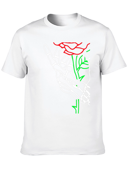 Skeleton Hand Rose Graphic Tee - Bold Black T-Shirt