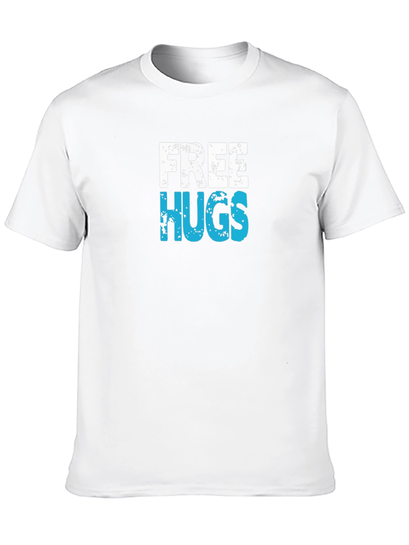 Free Hugs Graphic T-Shirt - Black Cotton Casual Tee
