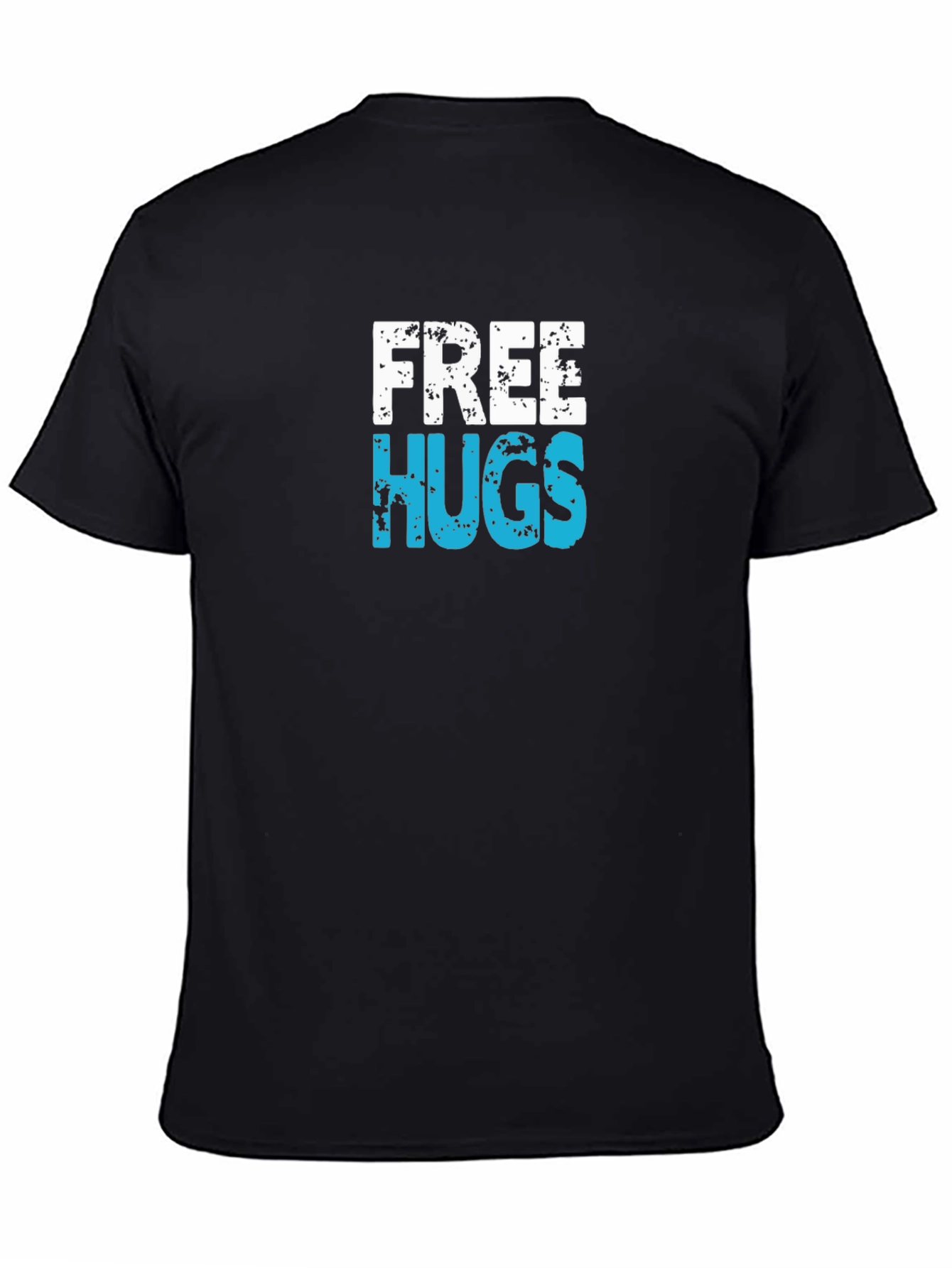 Free Hugs Graphic T-Shirt - Black Cotton Casual Tee