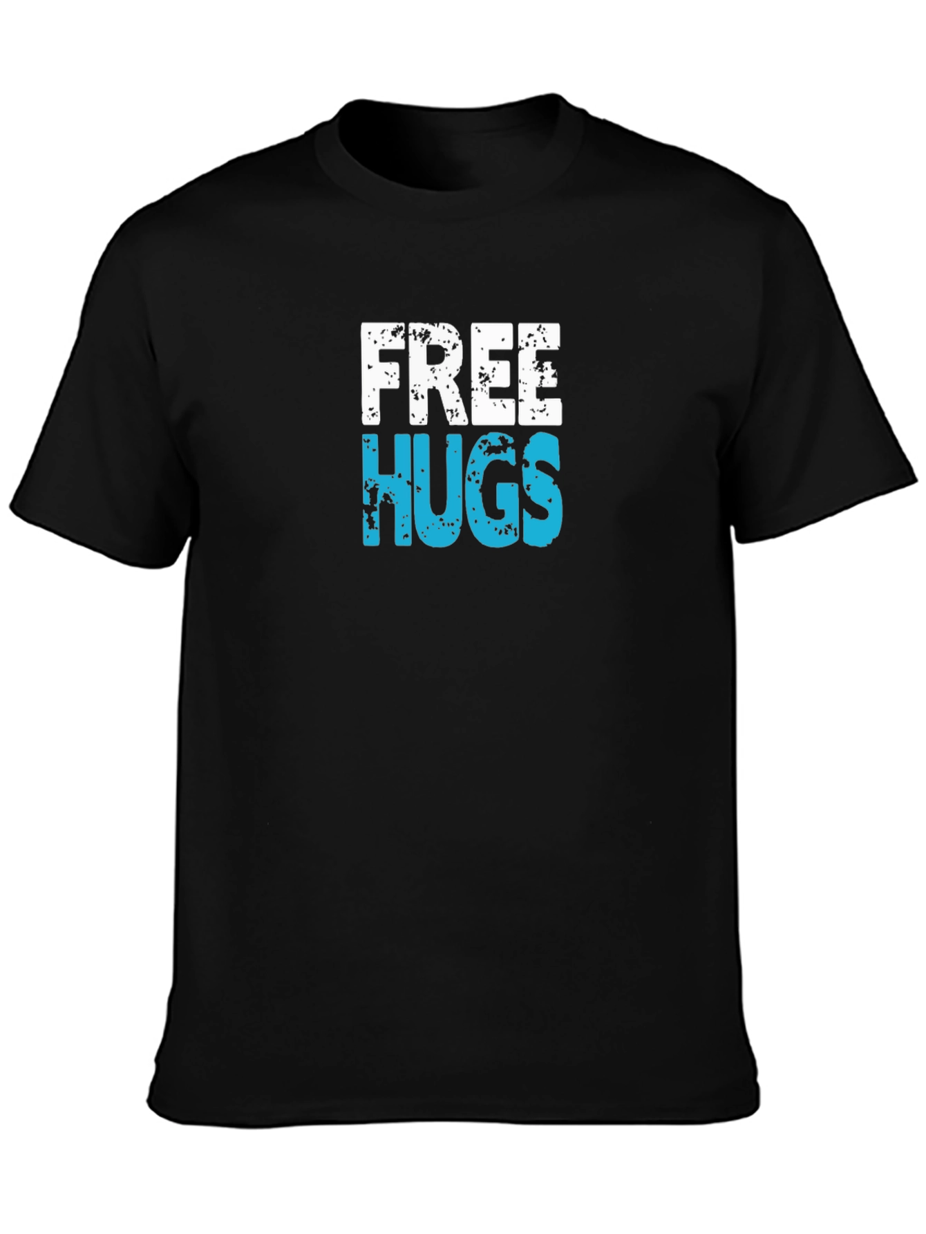Free Hugs Graphic T-Shirt - Black Cotton Casual Tee