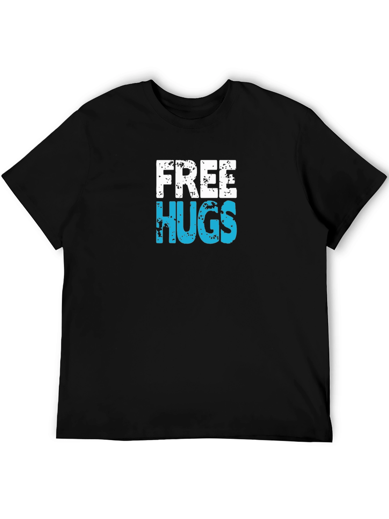Free Hugs Graphic T-Shirt - Black Cotton Casual Tee
