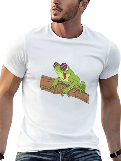Cool Frog on Branch Black T-Shirt