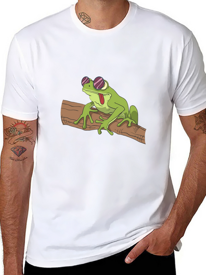 Cool Frog on Branch Black T-Shirt