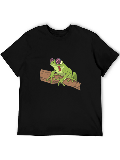 Cool Frog on Branch Black T-Shirt