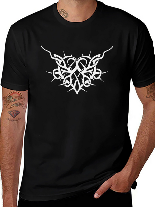 Black T-Shirt with White Tribal Graphic