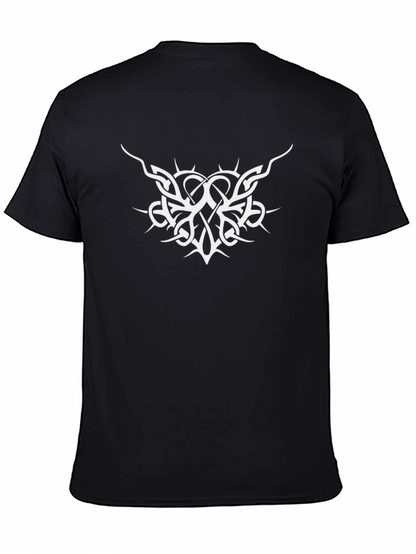 Black T-Shirt with White Tribal Graphic