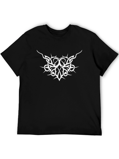 Black T-Shirt with White Tribal Graphic